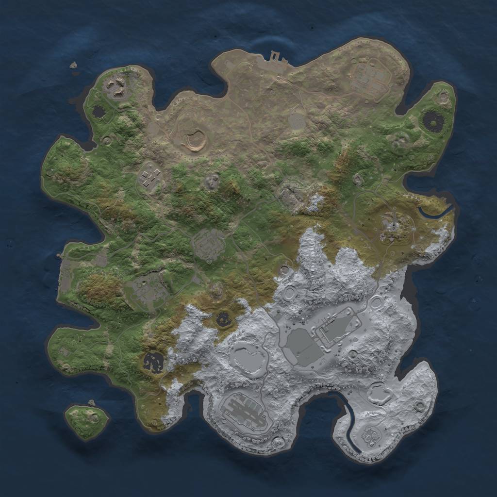 Rust Map: Procedural Map, Size: 3500, Seed: 201835202, 19 Monuments