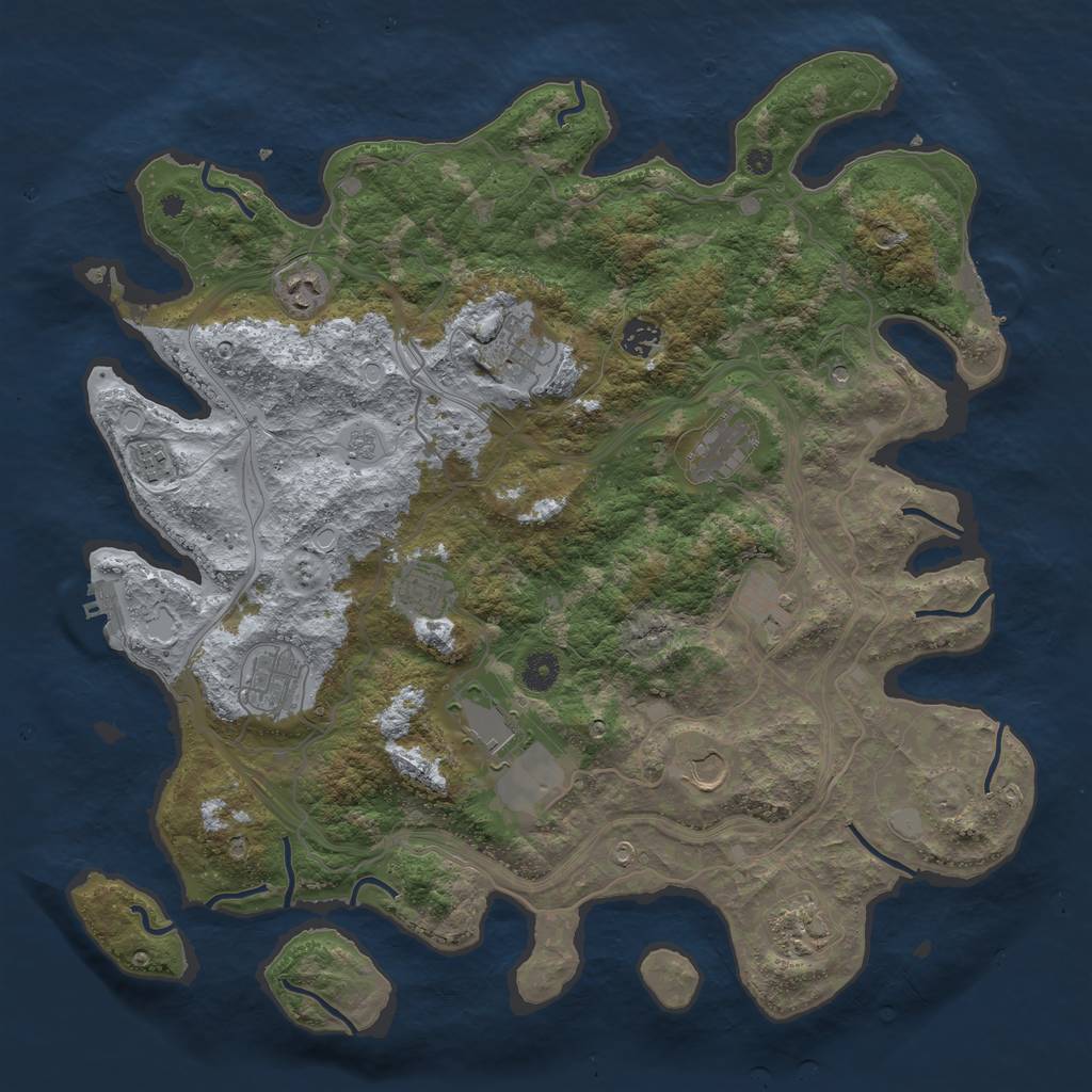 Rust Map: Procedural Map, Size: 4250, Seed: 1050091661, 20 Monuments