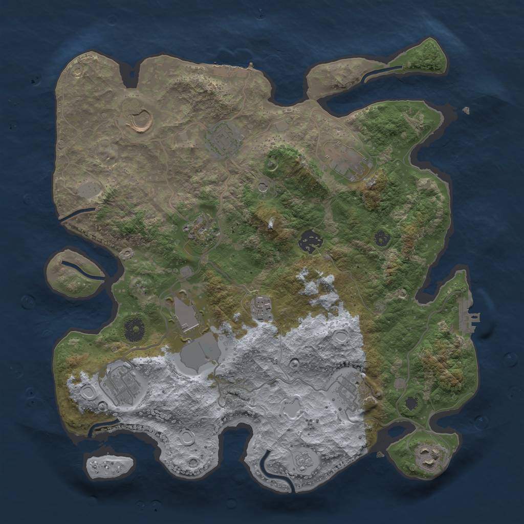 Rust Map: Procedural Map, Size: 3500, Seed: 533244, 19 Monuments