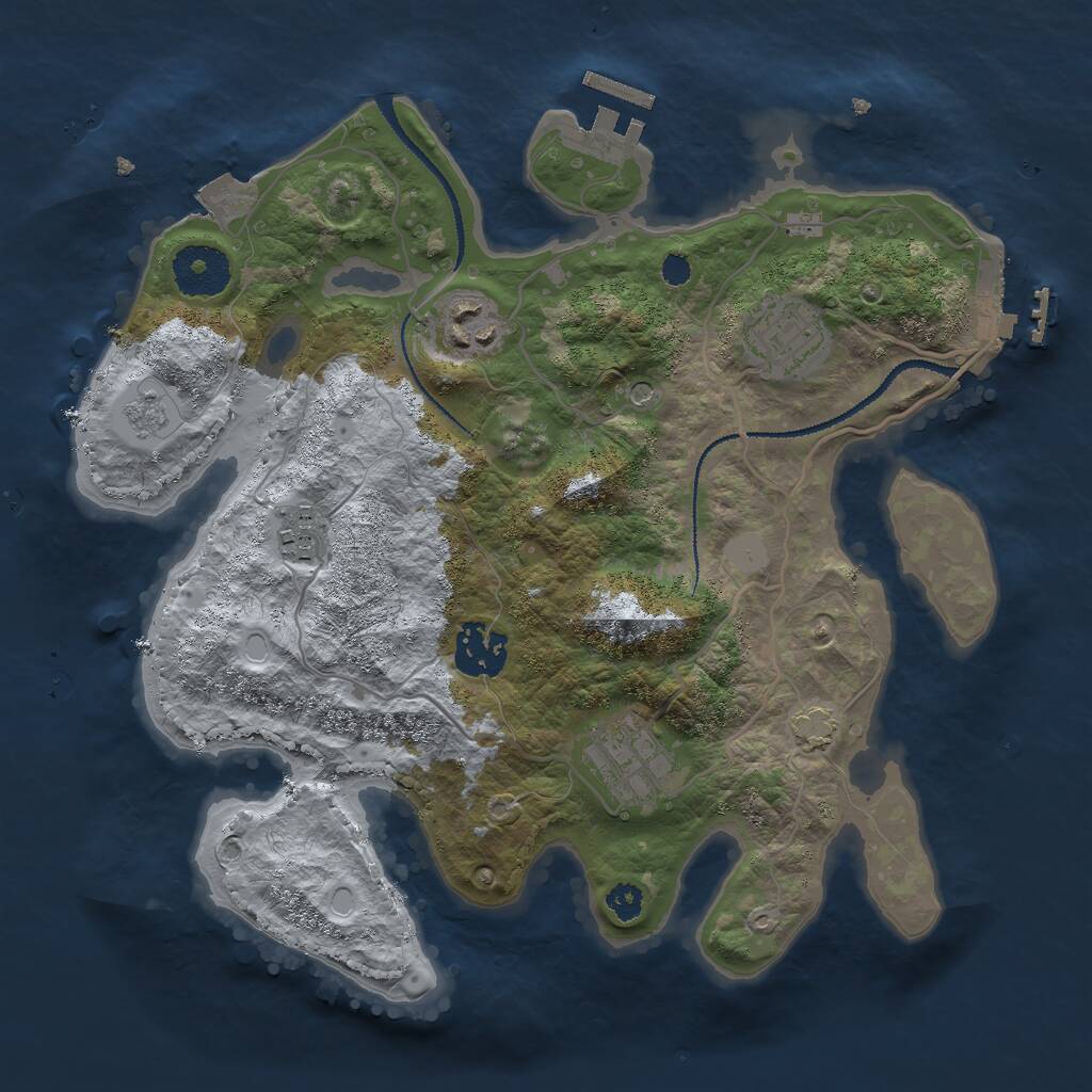 Rust Map: Procedural Map, Size: 3000, Seed: 1927013029, 11 Monuments