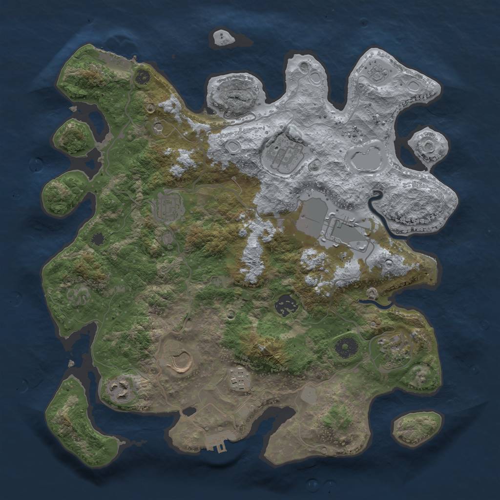 Rust Map: Procedural Map, Size: 3500, Seed: 1080383066, 17 Monuments