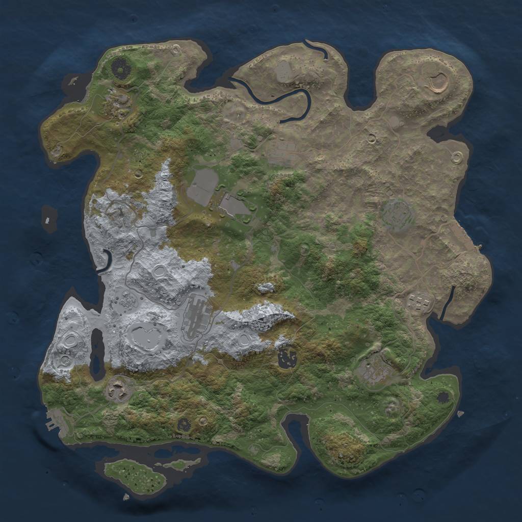 Rust Map: Procedural Map, Size: 3850, Seed: 358901868, 19 Monuments