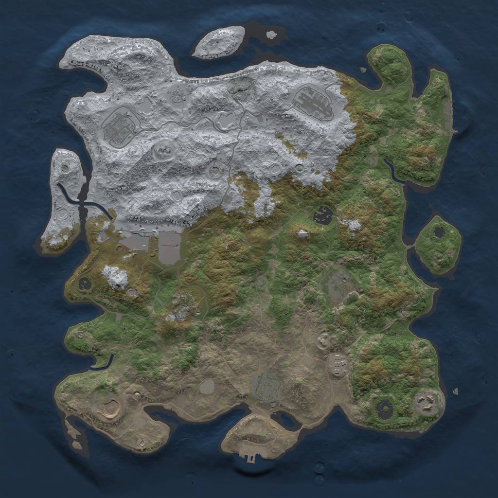 Rust Map: Procedural Map, Size: 3950, Seed: 1523371800, 19 Monuments