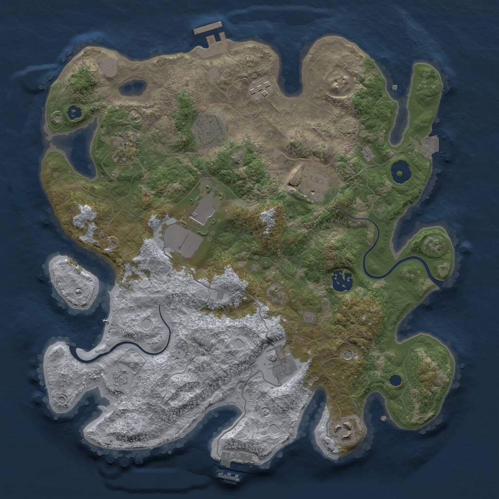 Rust Map: Procedural Map, Size: 3500, Seed: 362604730, 14 Monuments