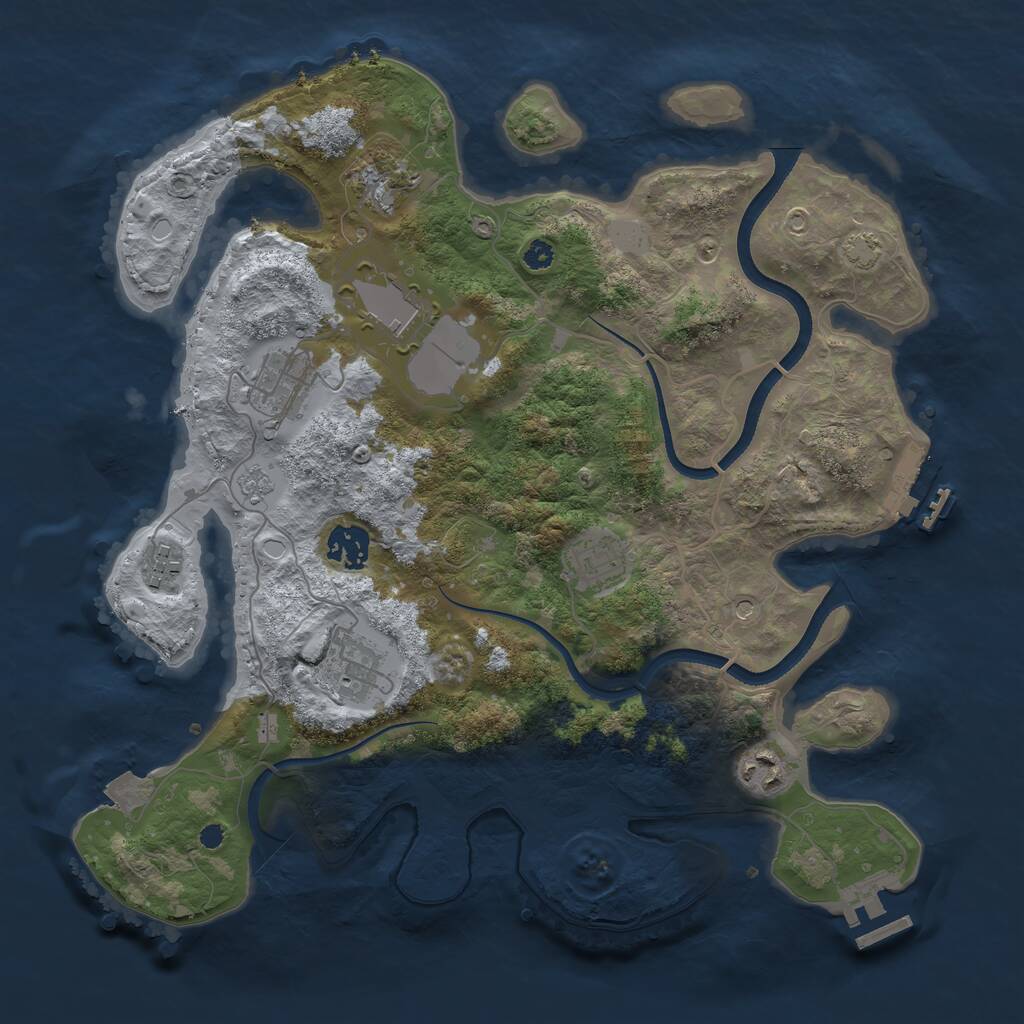 Rust Map: Procedural Map, Size: 3500, Seed: 1216992418, 14 Monuments