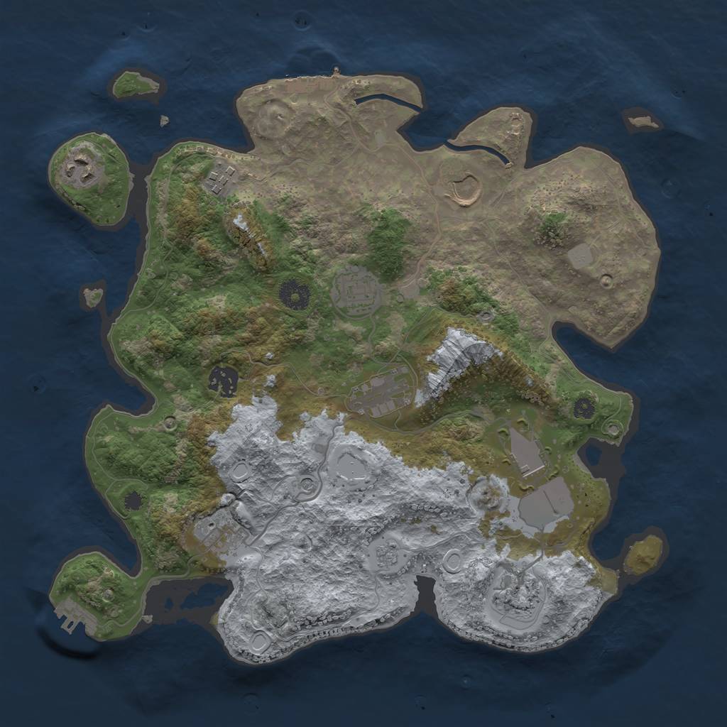 Rust Map: Procedural Map, Size: 3500, Seed: 1531687483, 18 Monuments