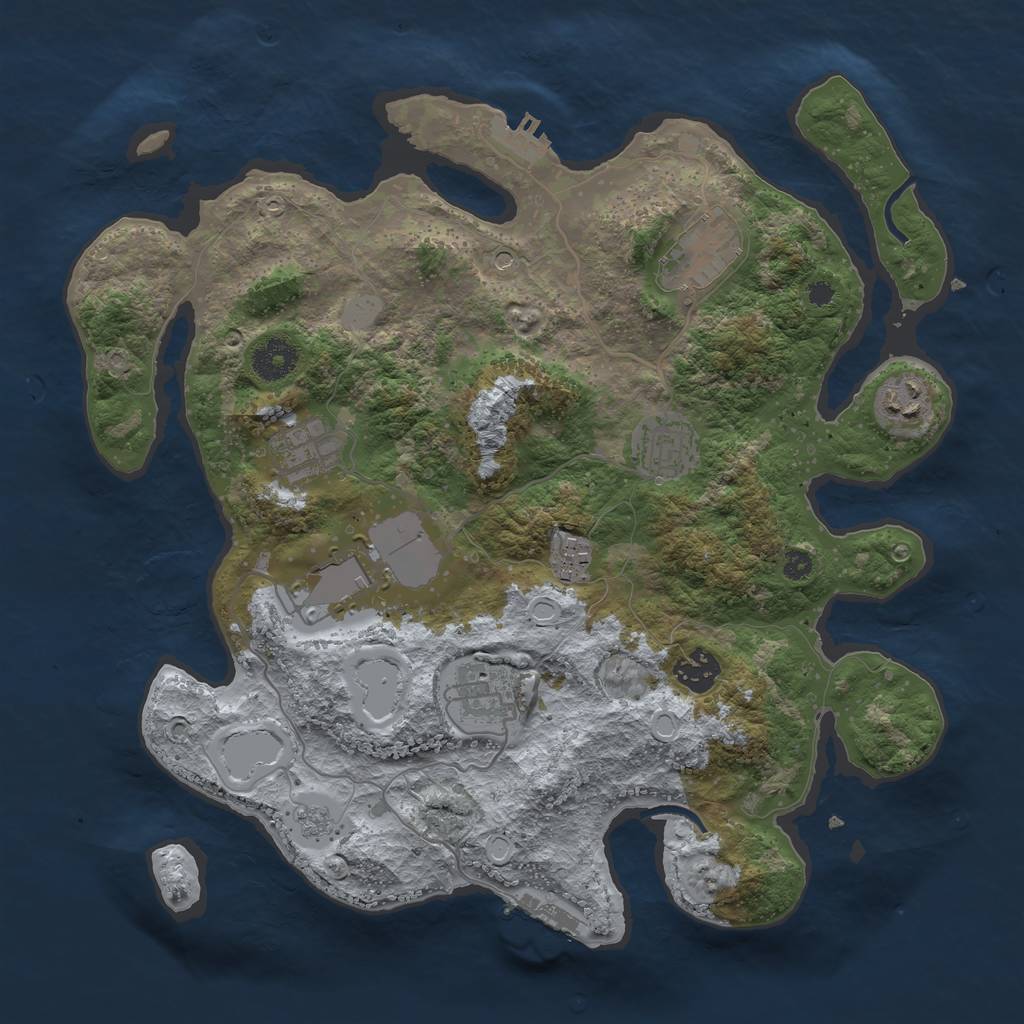 Rust Map: Procedural Map, Size: 3550, Seed: 6738, 17 Monuments