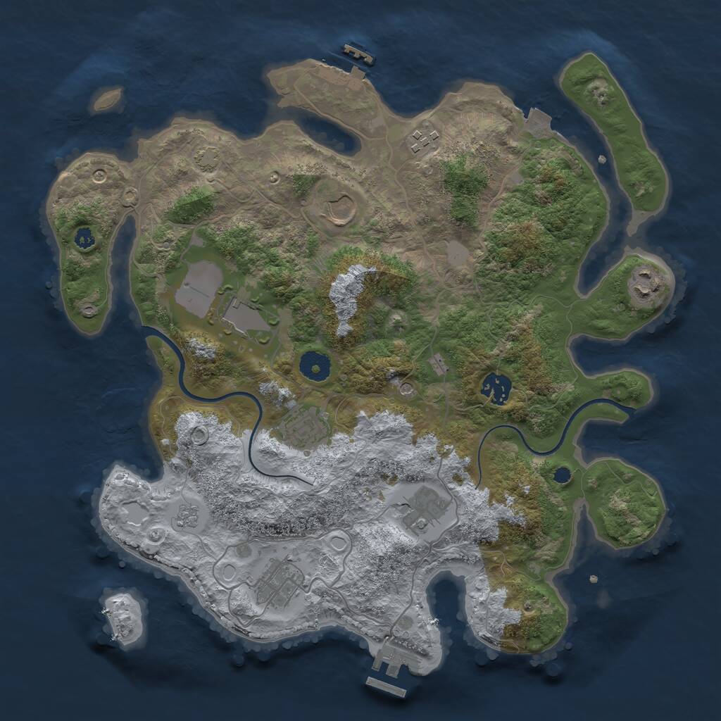 Rust Map: Procedural Map, Size: 3550, Seed: 6738, 14 Monuments