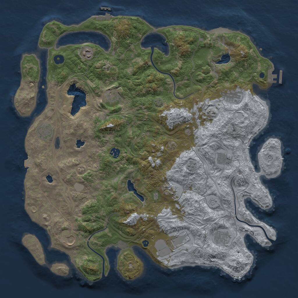 Rust Map: Procedural Map, Size: 4500, Seed: 69369, 17 Monuments