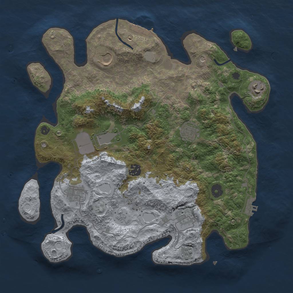Rust Map: Procedural Map, Size: 3500, Seed: 1592445565, 17 Monuments