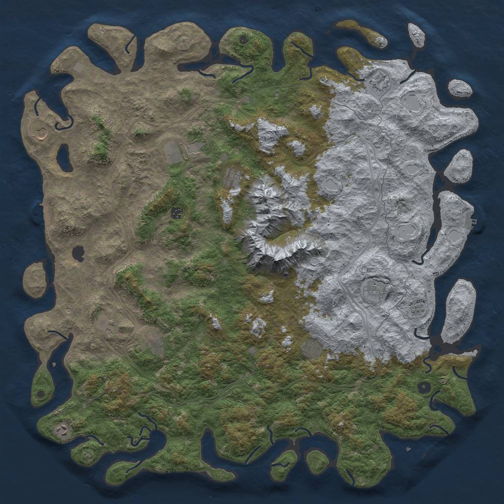 Rust Map: Procedural Map, Size: 6000, Seed: 20074, 20 Monuments