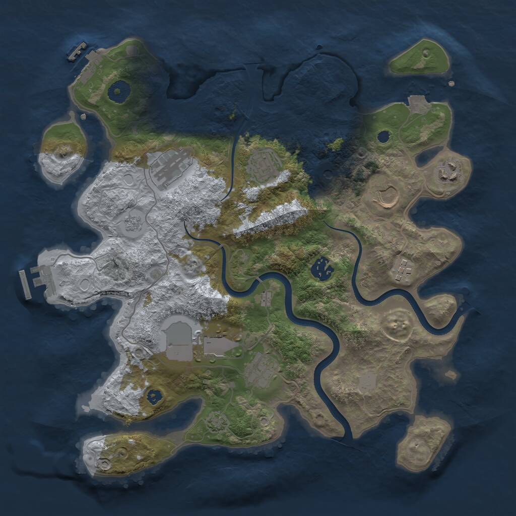 Rust Map: Procedural Map, Size: 3500, Seed: 1150397105, 14 Monuments