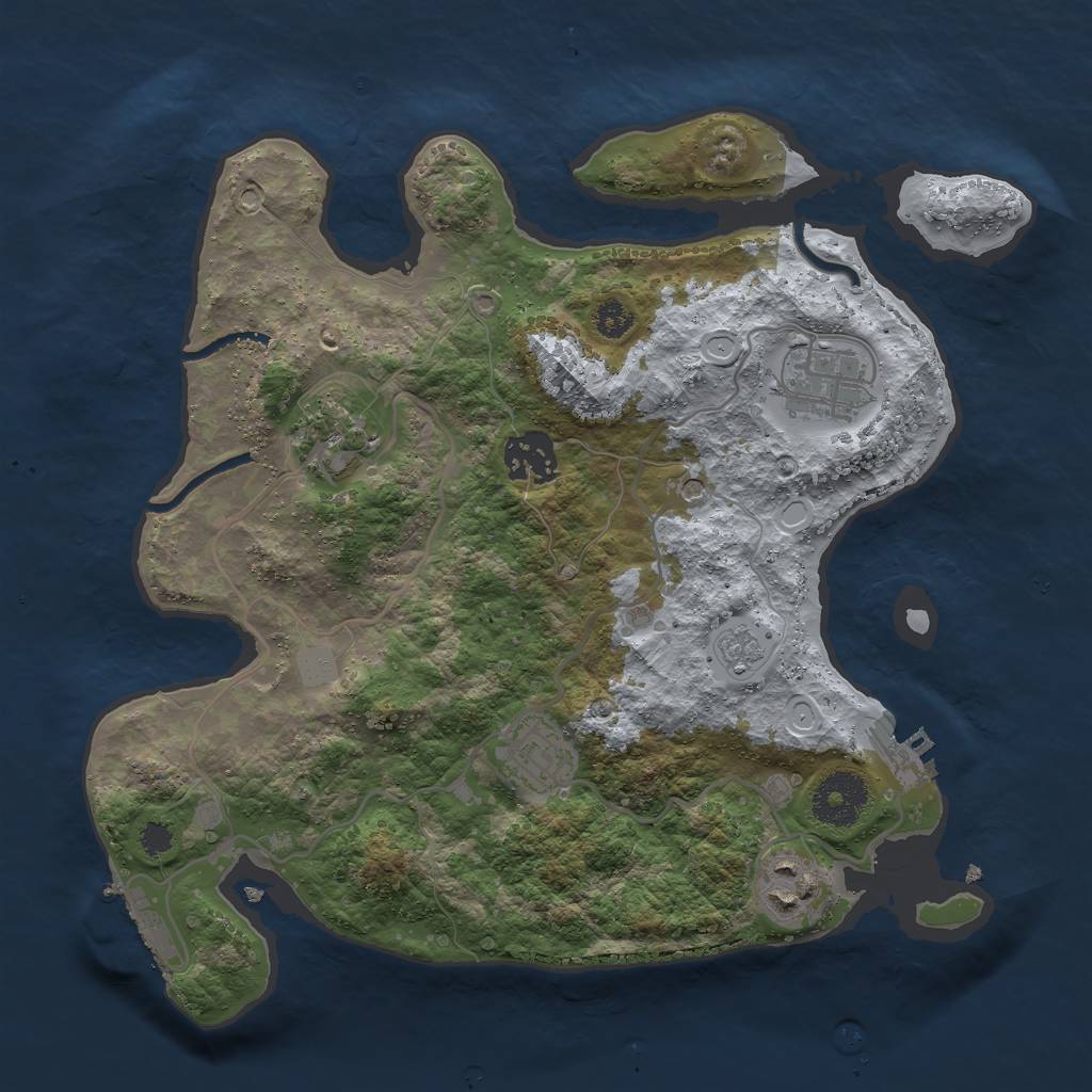 Rust Map: Procedural Map, Size: 3000, Seed: 9791, 14 Monuments