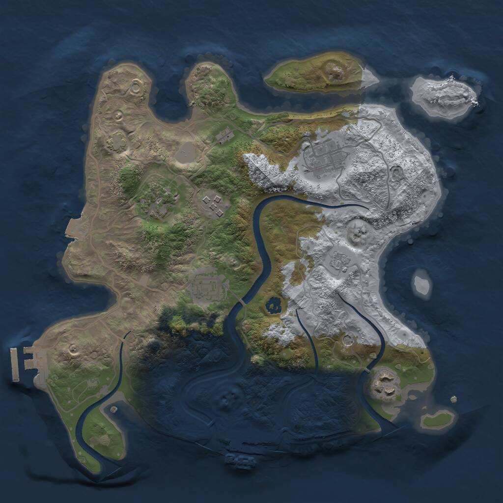 Rust Map: Procedural Map, Size: 3000, Seed: 9791, 11 Monuments