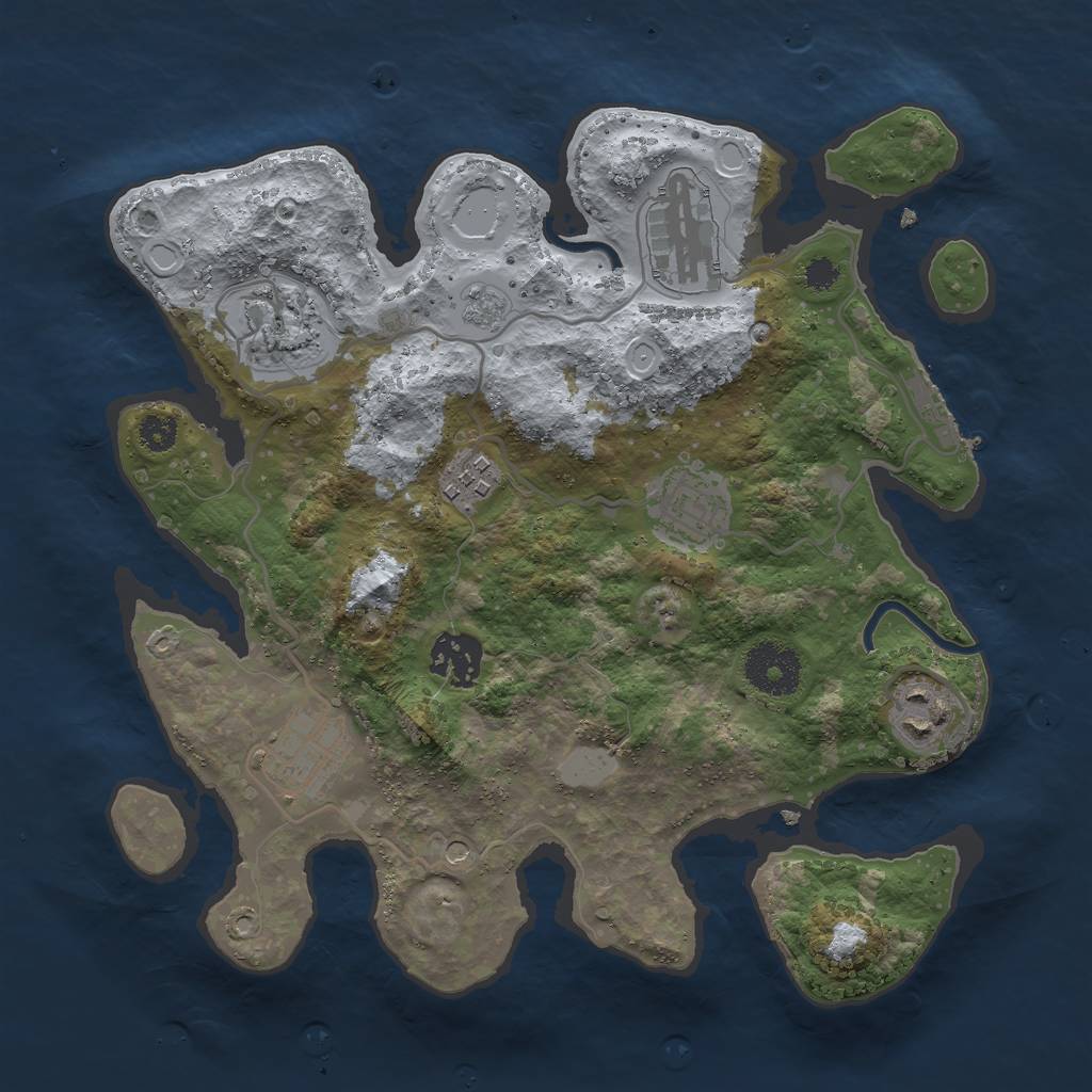 Rust Map: Procedural Map, Size: 3000, Seed: 25351, 15 Monuments