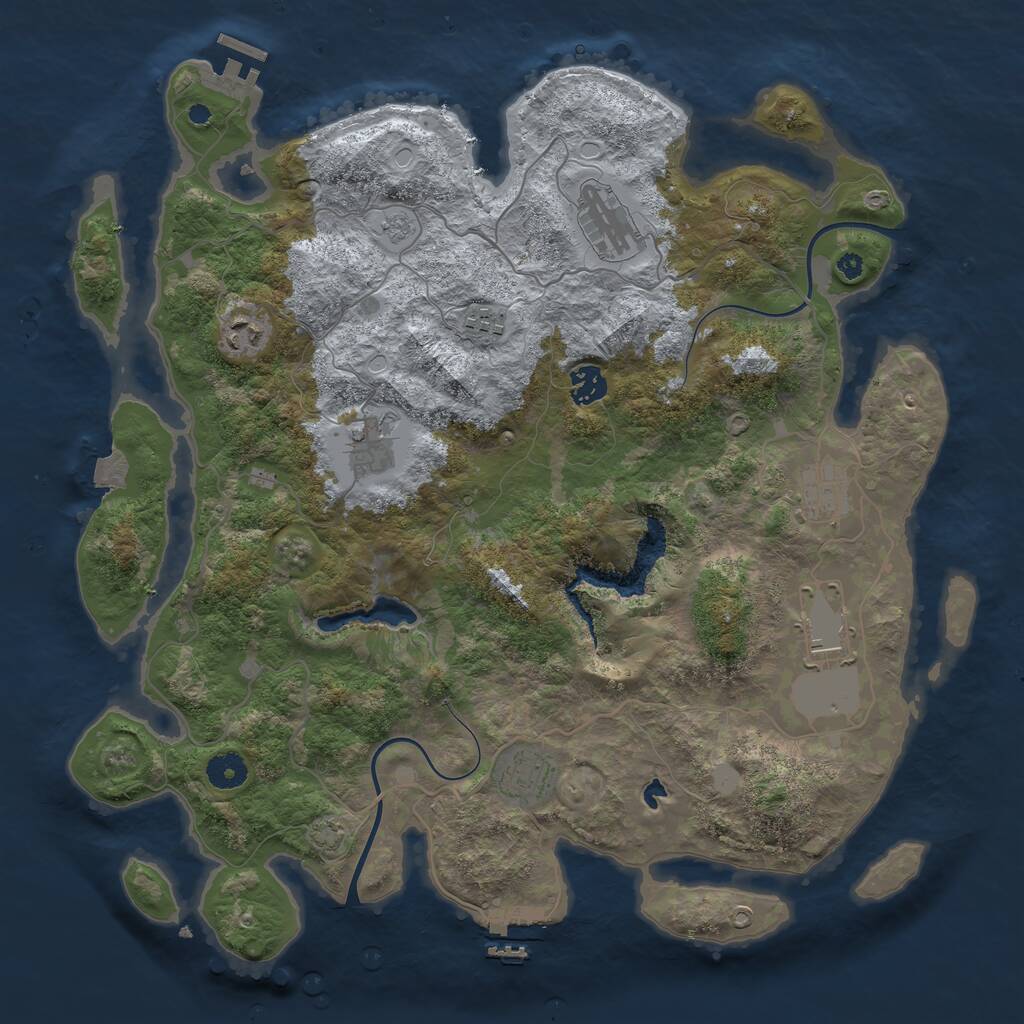Rust Map: Procedural Map, Size: 4000, Seed: 5646589, 13 Monuments