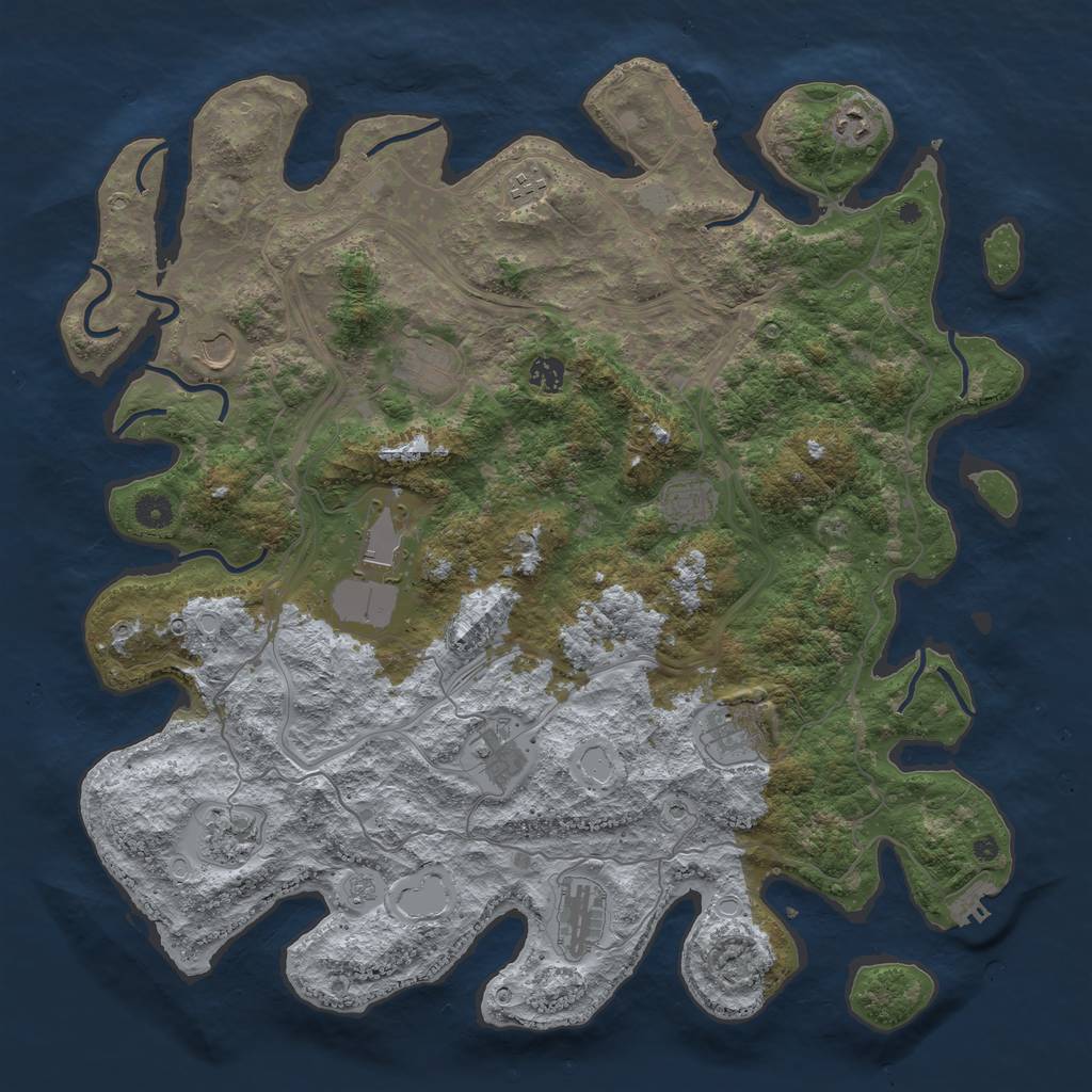 Rust Map: Procedural Map, Size: 4500, Seed: 1938507095, 20 Monuments
