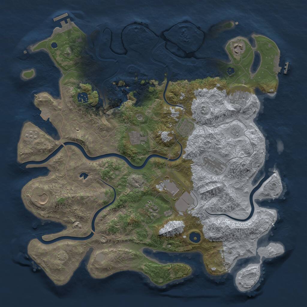 Rust Map: Procedural Map, Size: 4096, Seed: 1054481110, 16 Monuments