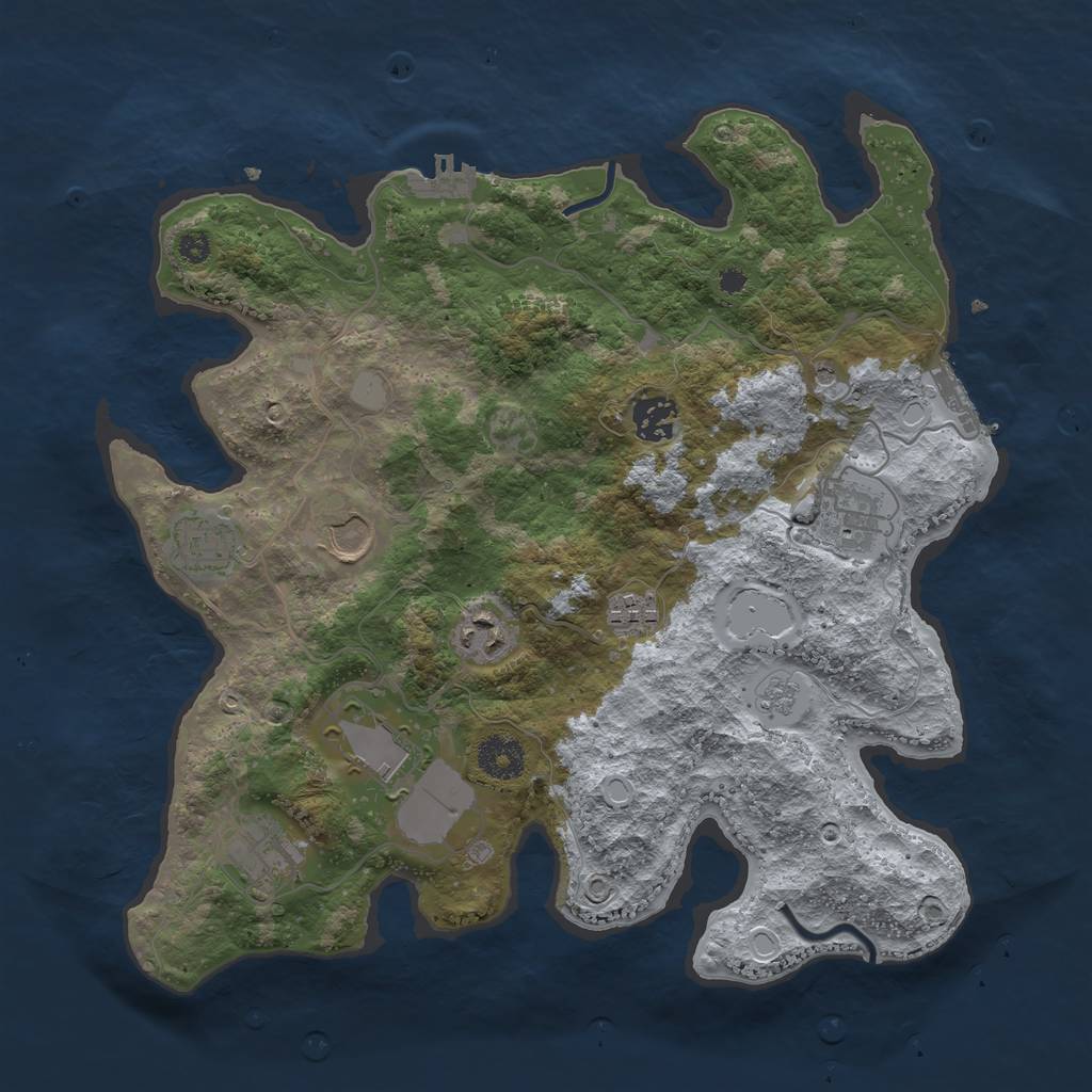 Rust Map: Procedural Map, Size: 3500, Seed: 1860532364, 17 Monuments