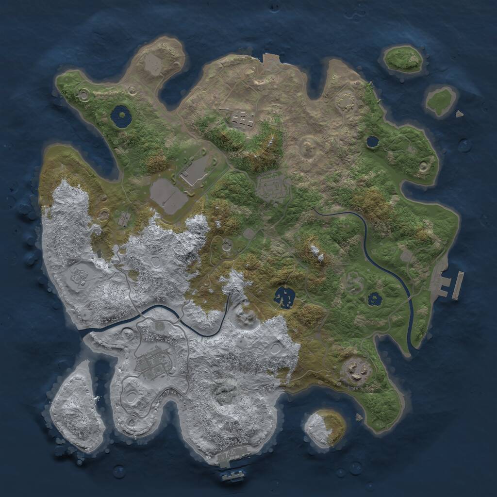 Rust Map: Procedural Map, Size: 3500, Seed: 361278, 12 Monuments