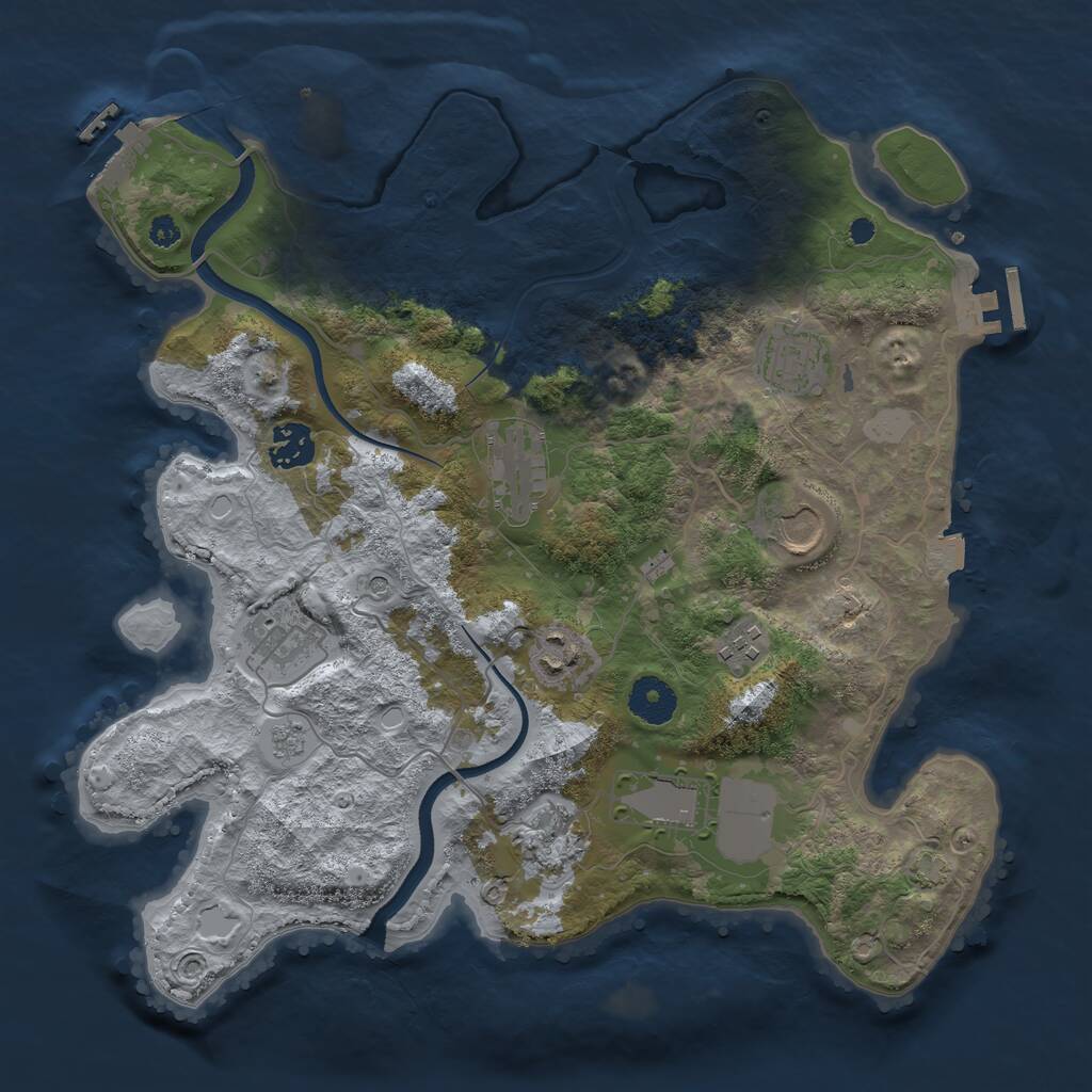 Rust Map: Procedural Map, Size: 3500, Seed: 1615692462, 15 Monuments
