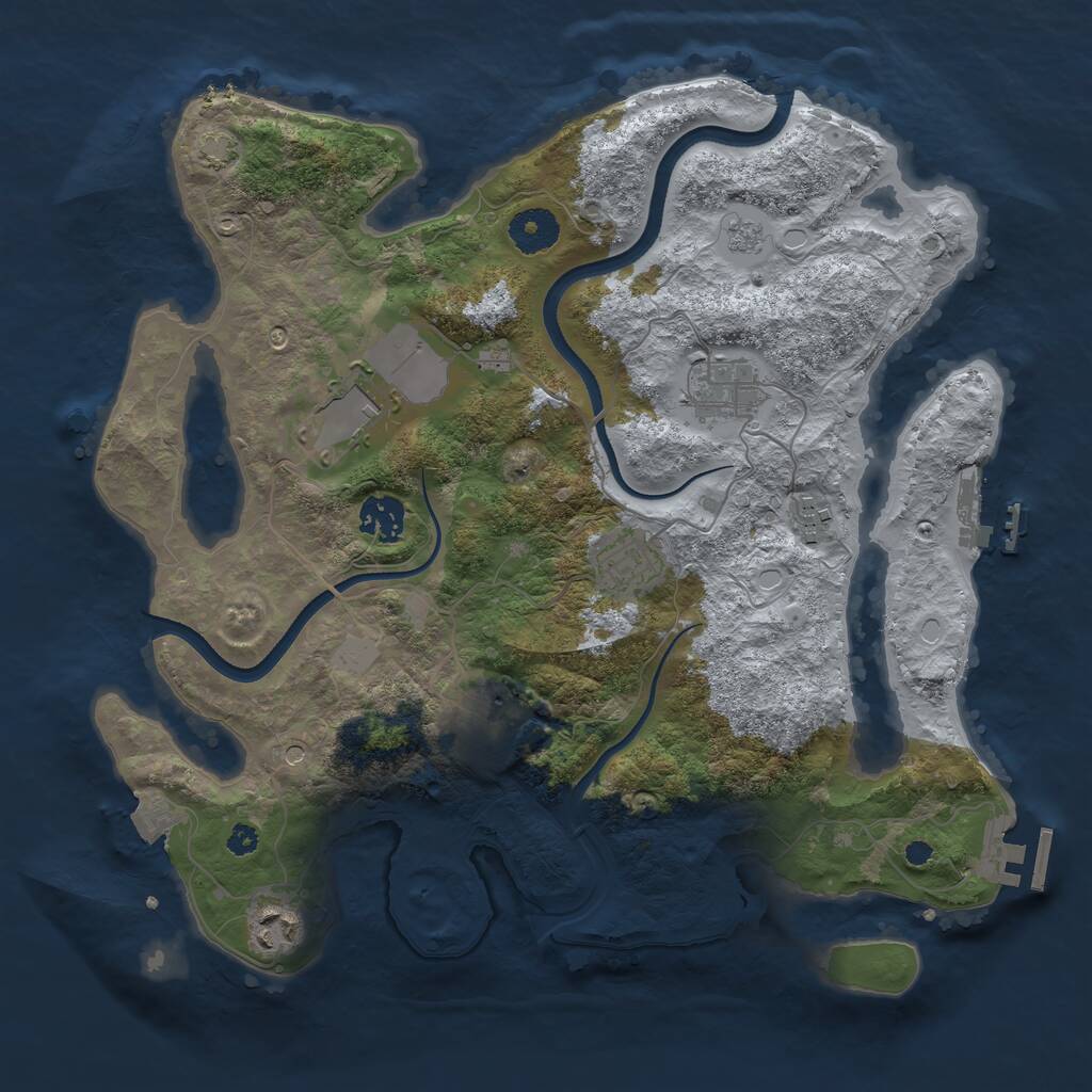 Rust Map: Procedural Map, Size: 3500, Seed: 1954906720, 13 Monuments