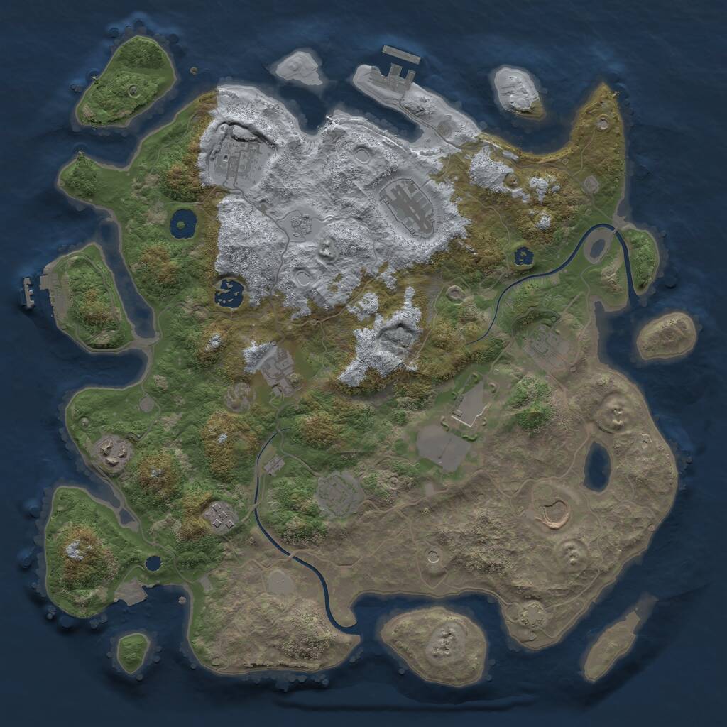 Rust Map: Procedural Map, Size: 3800, Seed: 108117972, 16 Monuments
