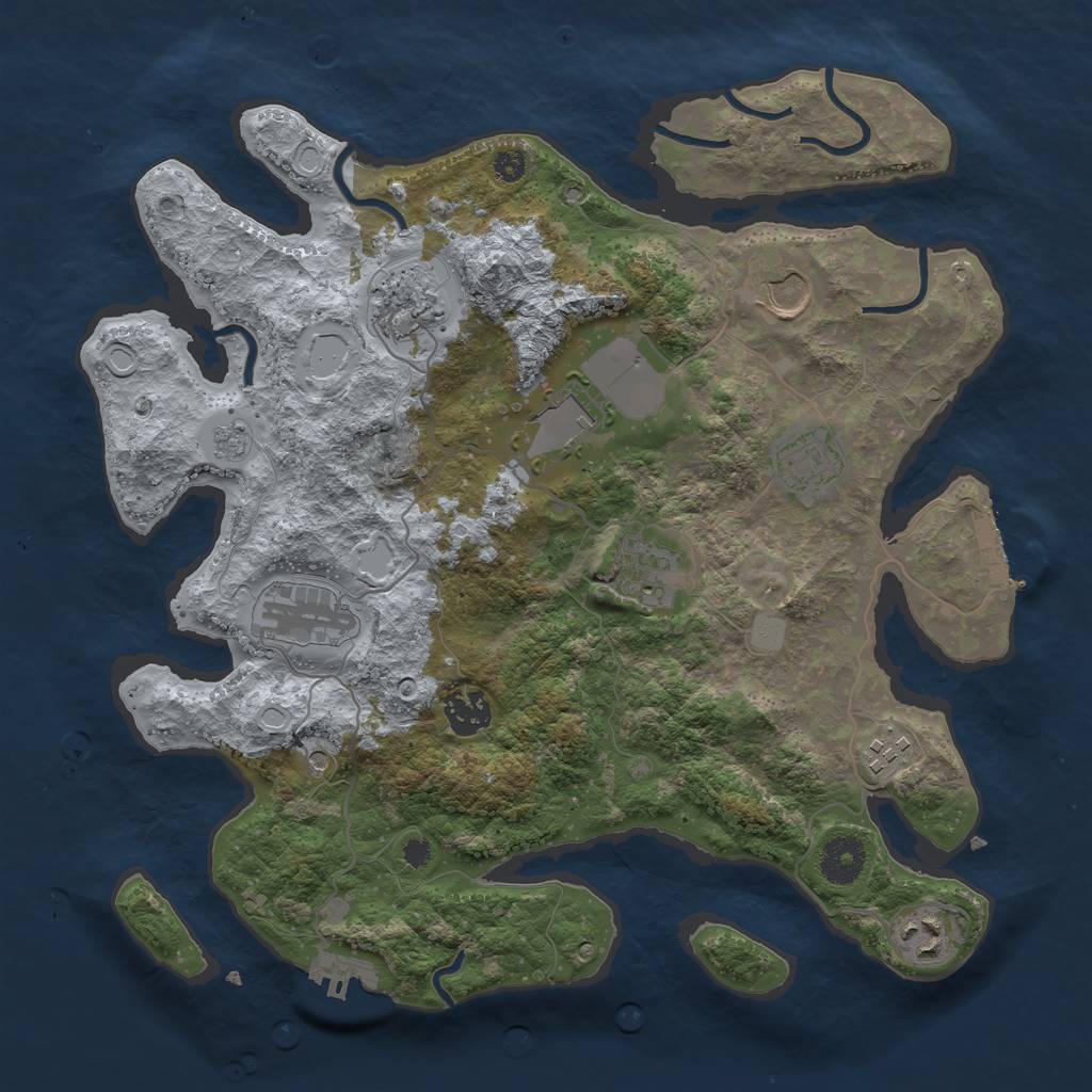 Rust Map: Procedural Map, Size: 3500, Seed: 1245682168, 18 Monuments