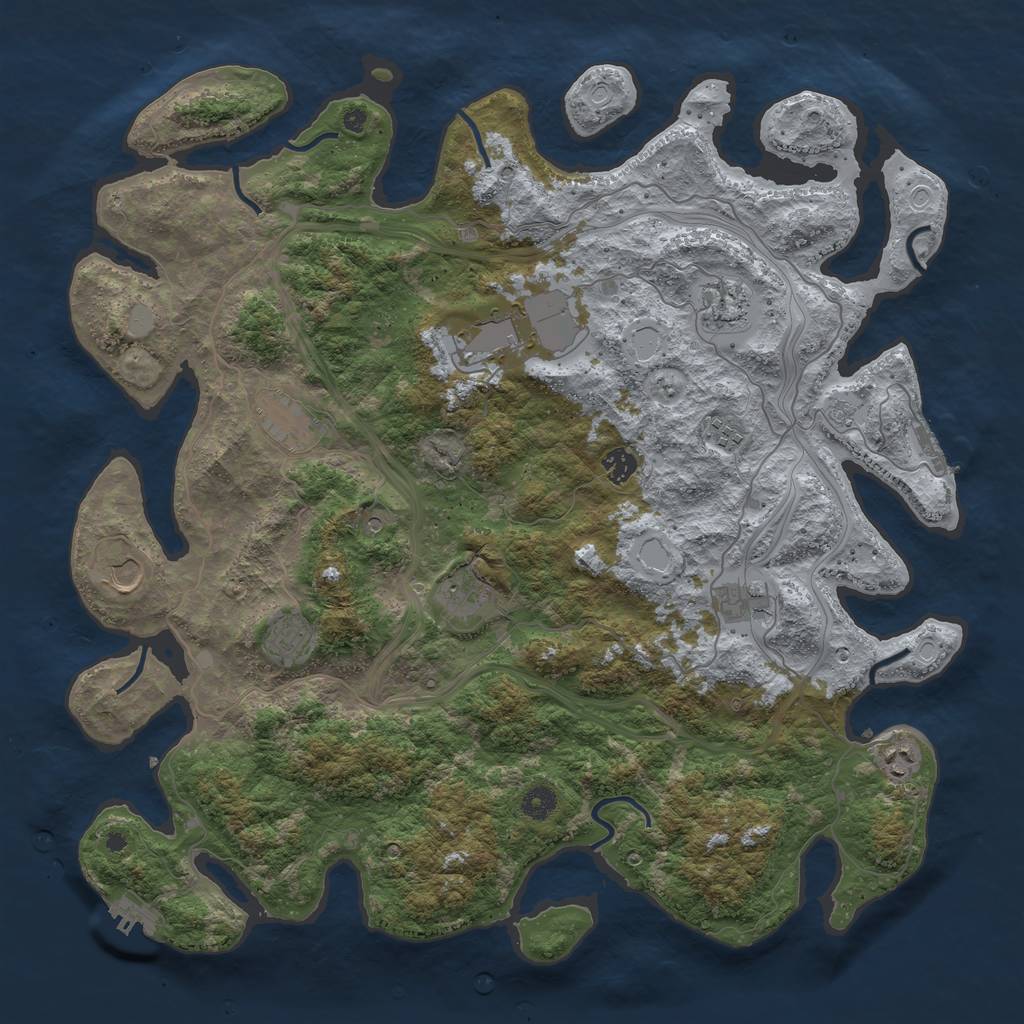 Rust Map: Procedural Map, Size: 4500, Seed: 678, 19 Monuments