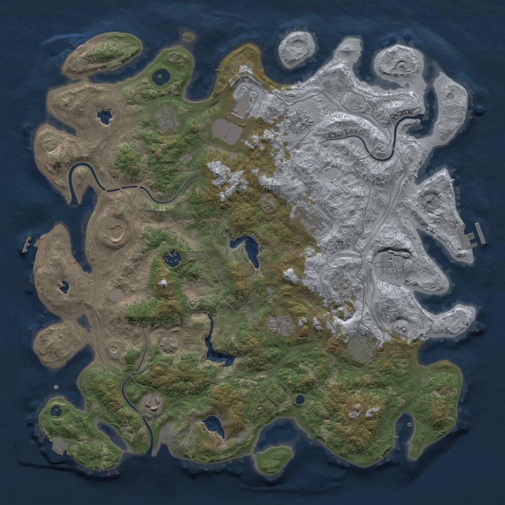 Rust Map: Procedural Map, Size: 4500, Seed: 678, 17 Monuments