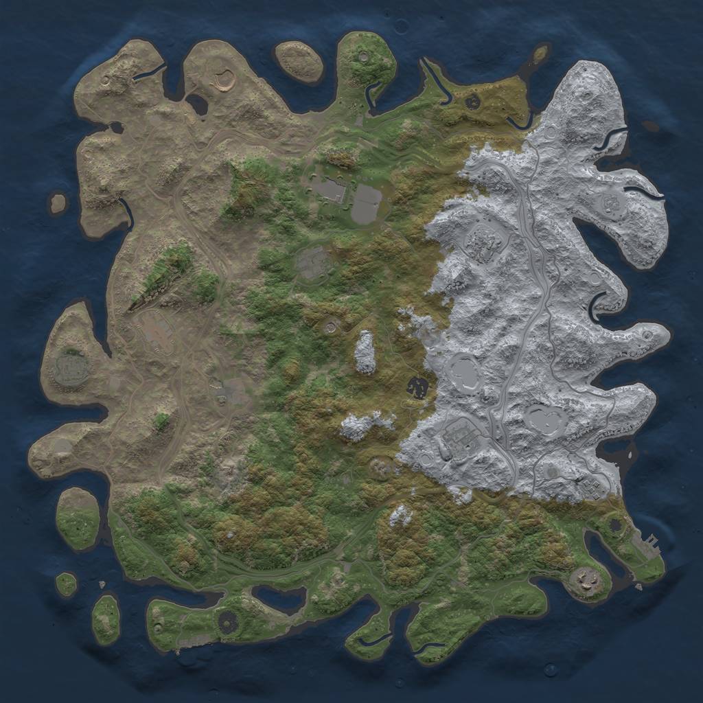 Rust Map: Procedural Map, Size: 4800, Seed: 419344643, 20 Monuments