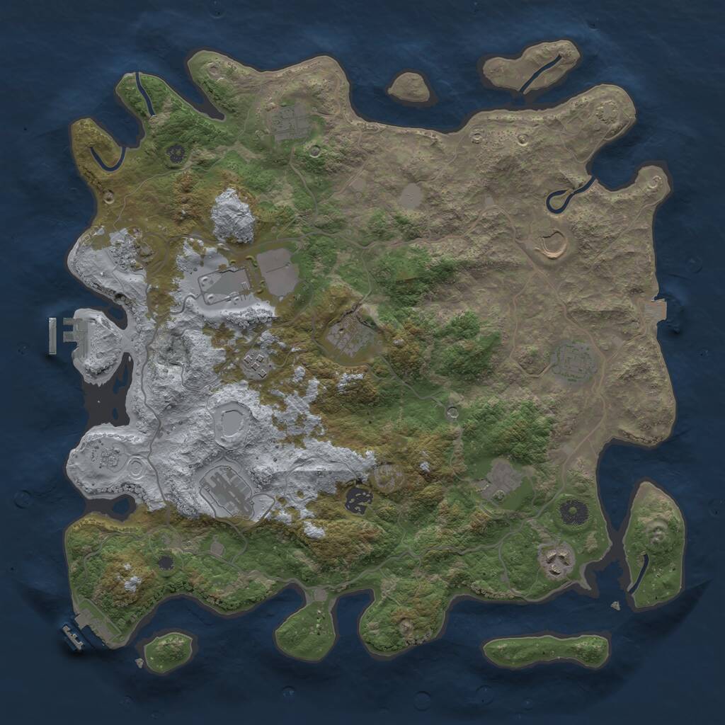 Rust Map: Procedural Map, Size: 4000, Seed: 44082022, 17 Monuments