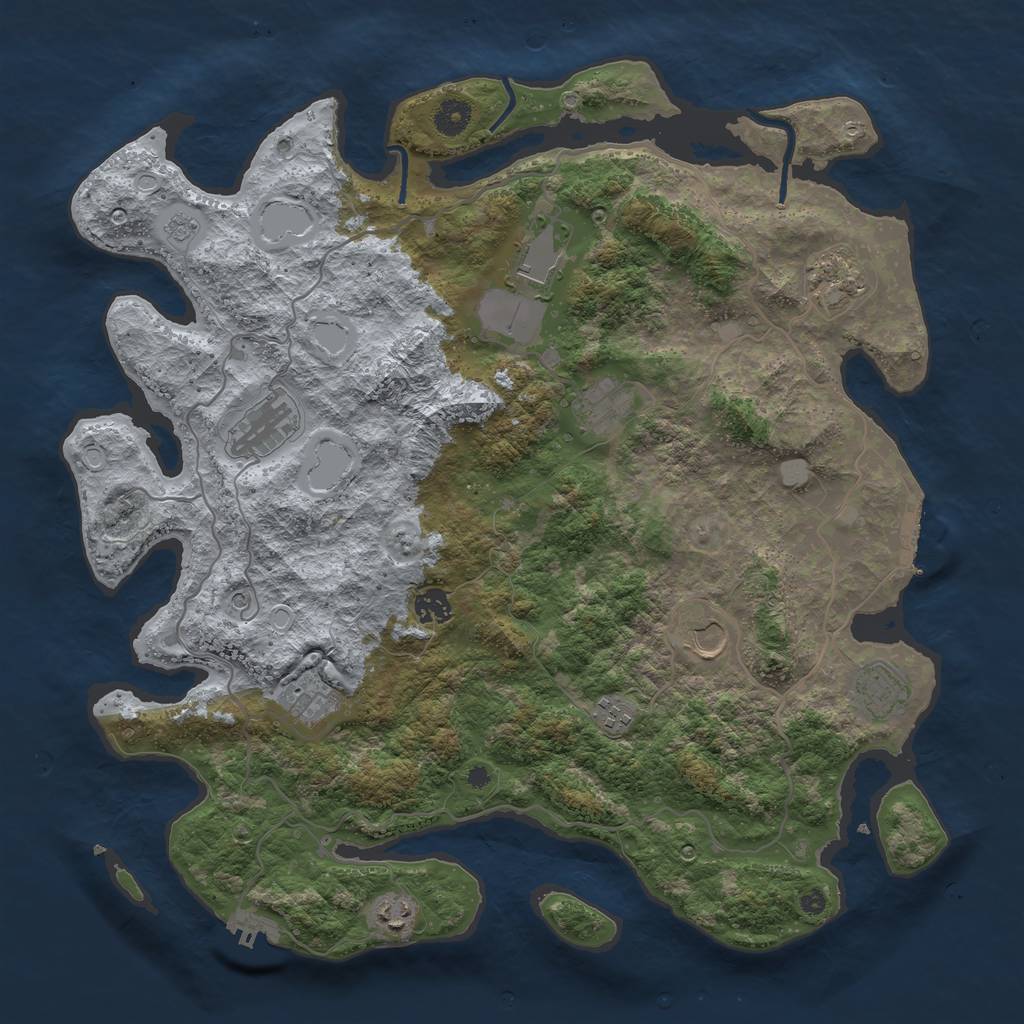Rust Map: Procedural Map, Size: 4200, Seed: 1245682168, 19 Monuments