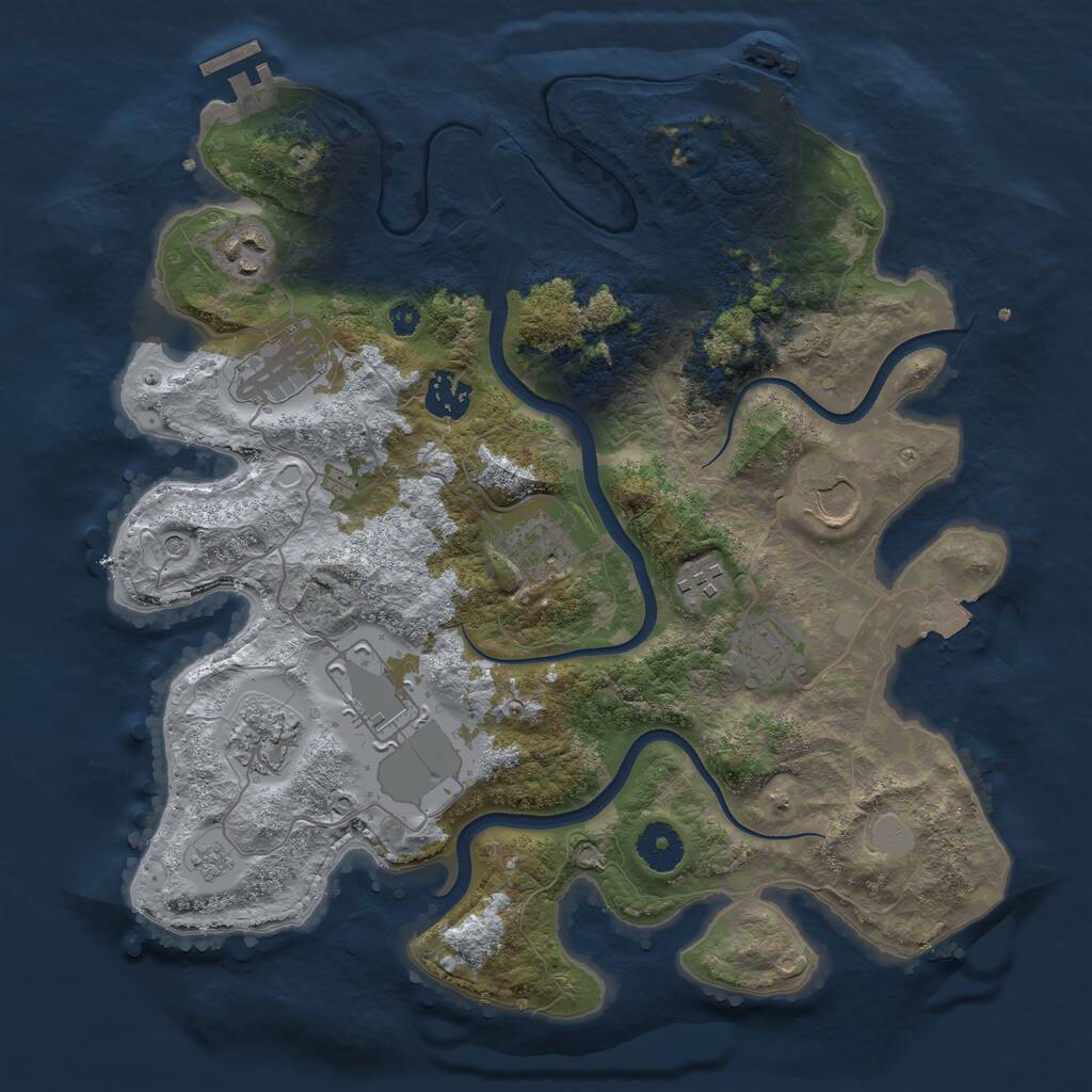 Rust Map: Procedural Map, Size: 3500, Seed: 15369359, 15 Monuments