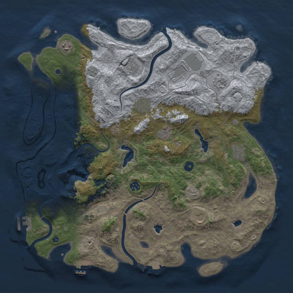 Rust Map: Procedural Map, Size: 4500, Seed: 1468917458, 16 Monuments