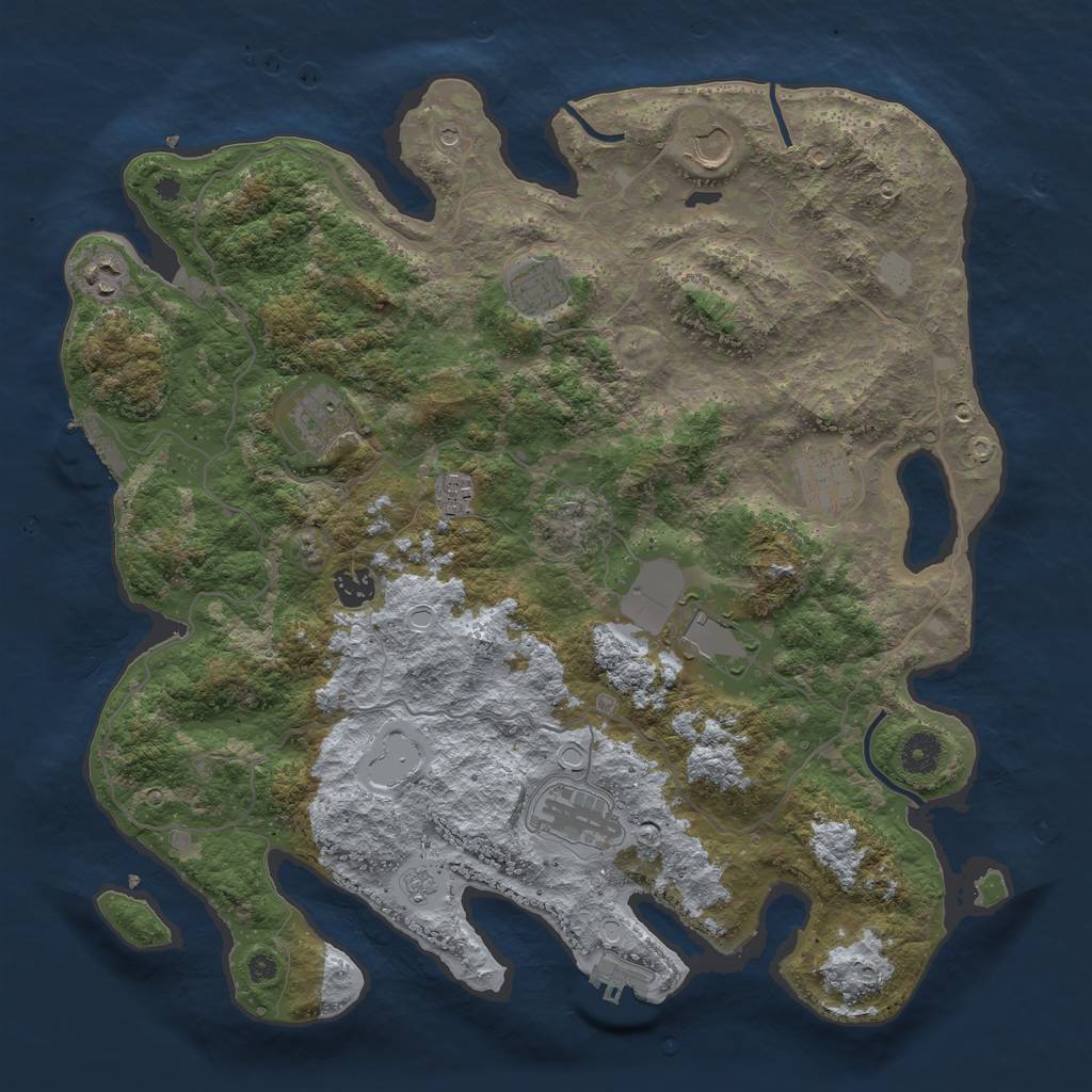 Rust Map: Procedural Map, Size: 4000, Seed: 227899252, 18 Monuments