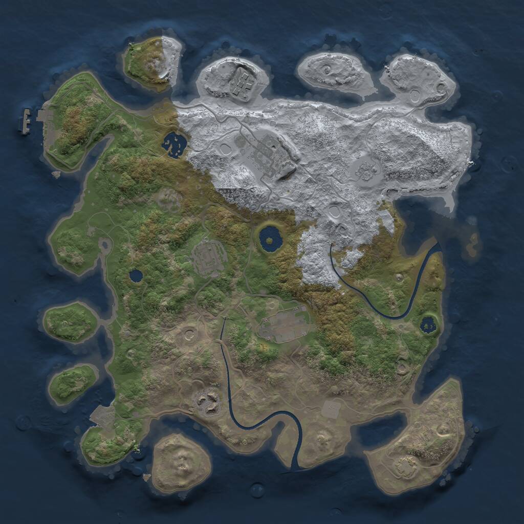 Rust Map: Procedural Map, Size: 3250, Seed: 1801659648, 11 Monuments