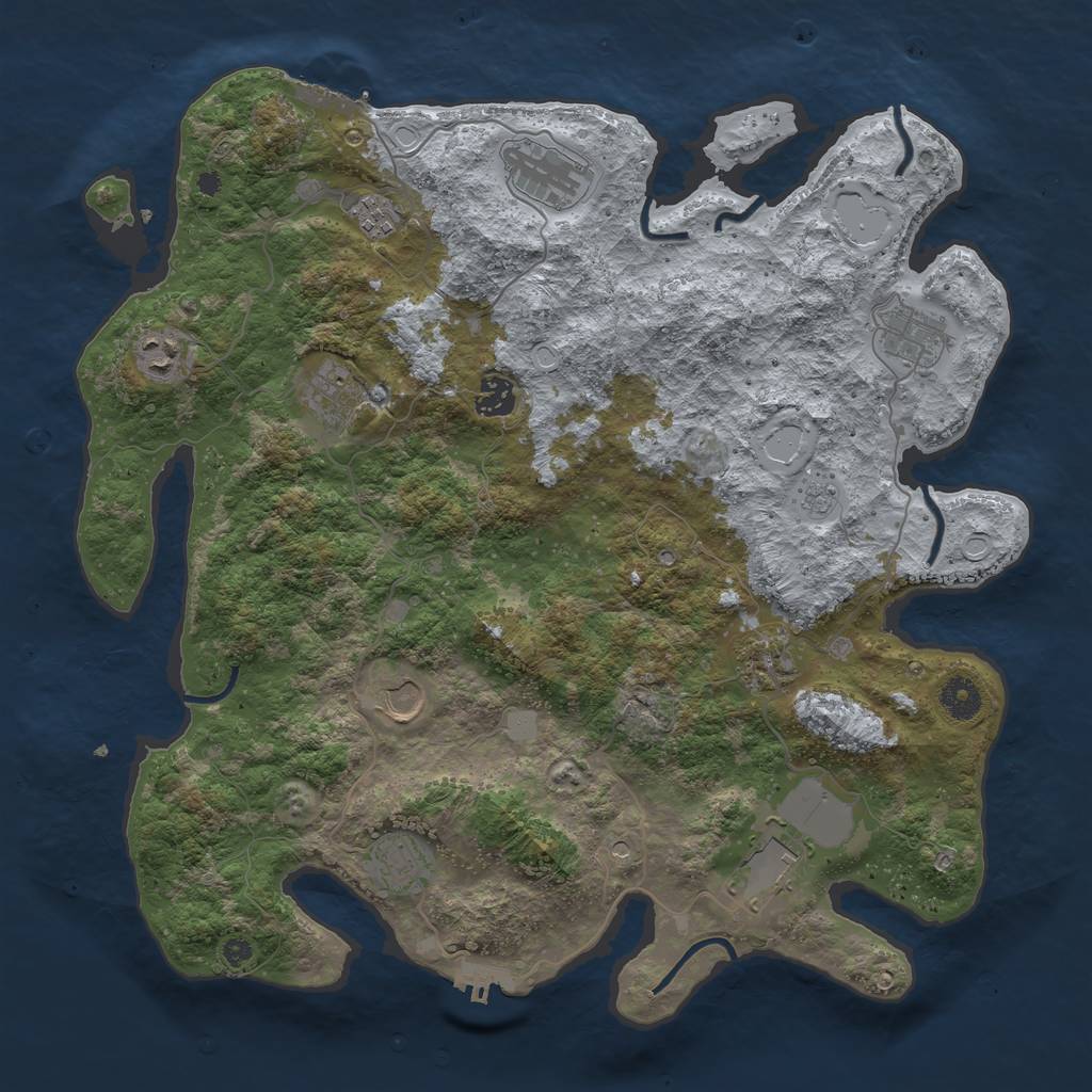 Rust Map: Procedural Map, Size: 3950, Seed: 1998435395, 19 Monuments