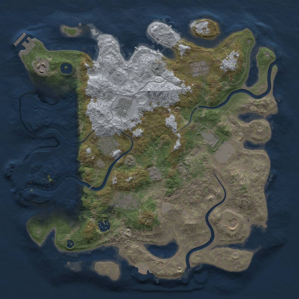 Rust Map: Procedural Map, Size: 3800, Seed: 968632429, 16 Monuments