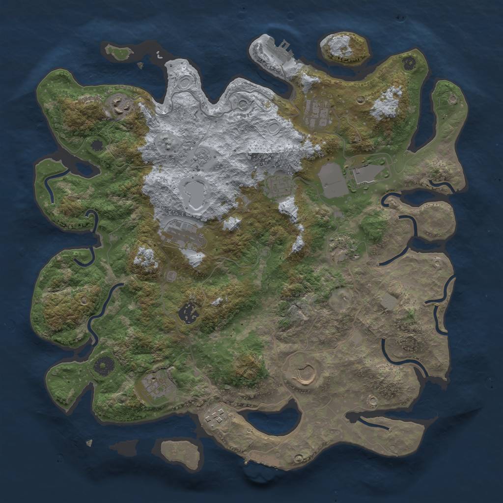 Rust Map: Procedural Map, Size: 3800, Seed: 968632429, 19 Monuments