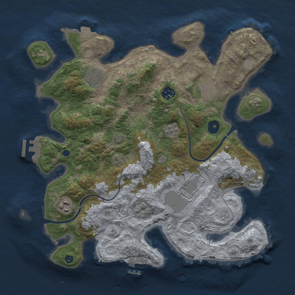 Rust Map: Procedural Map, Size: 3500, Seed: 126744, 12 Monuments