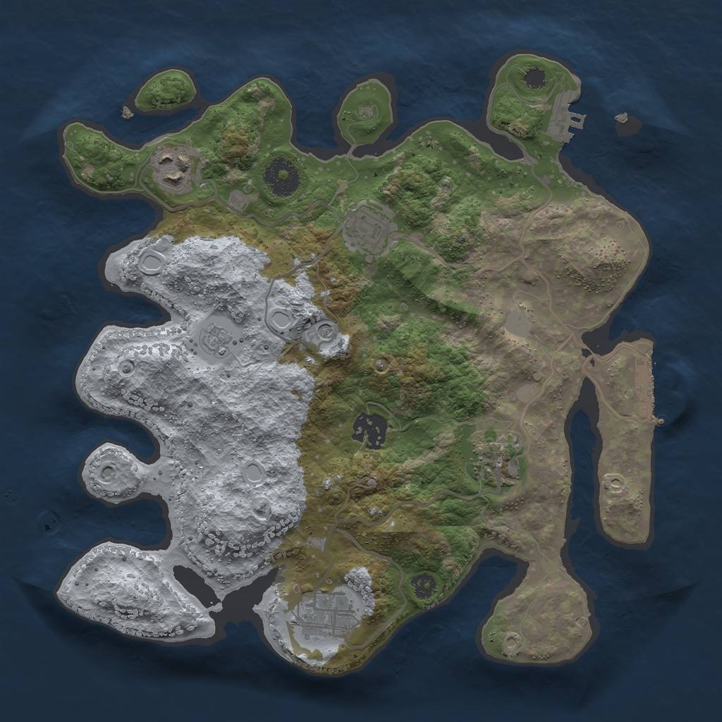 Rust Map: Procedural Map, Size: 3000, Seed: 405028215, 14 Monuments