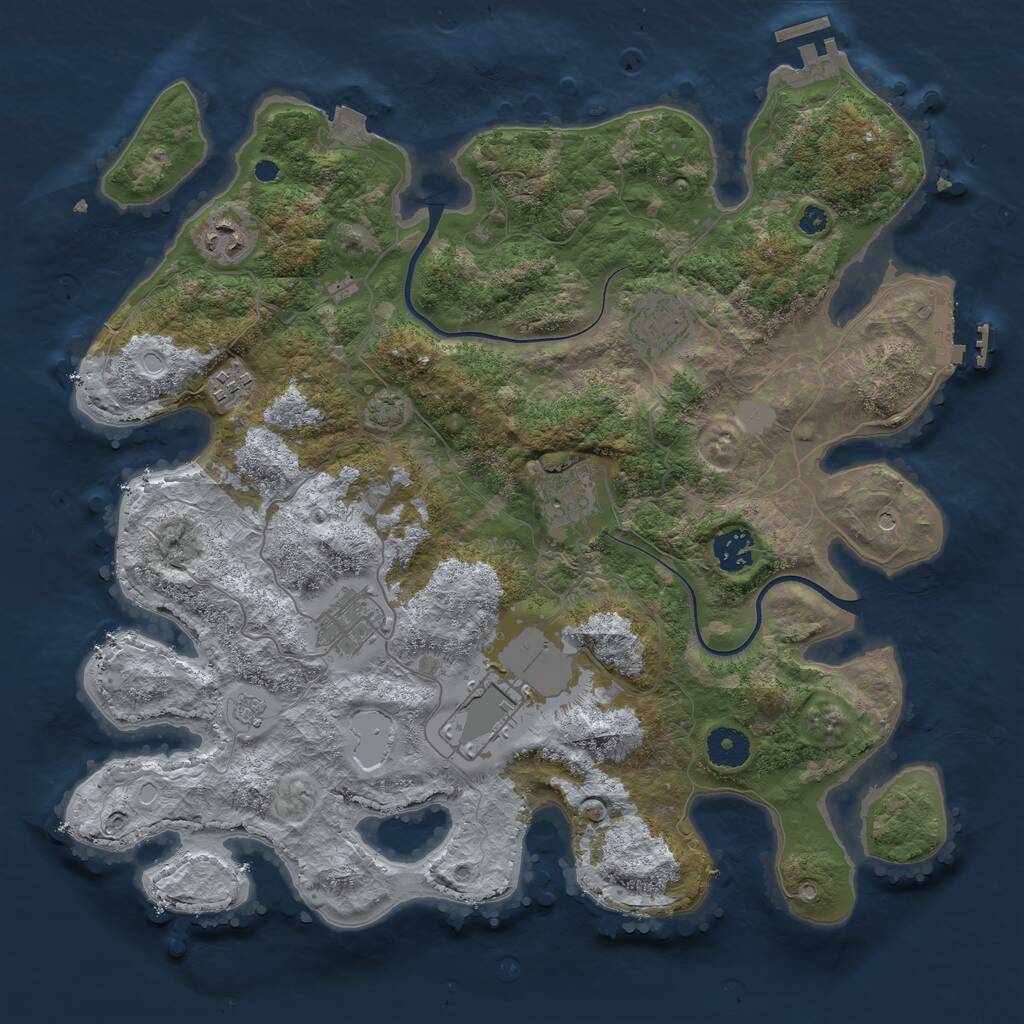 Rust Map: Procedural Map, Size: 3700, Seed: 749537361, 13 Monuments