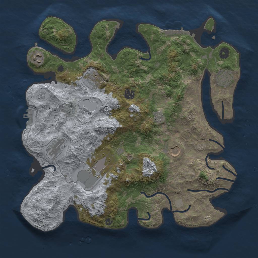 Rust Map: Procedural Map, Size: 3600, Seed: 2400, 17 Monuments