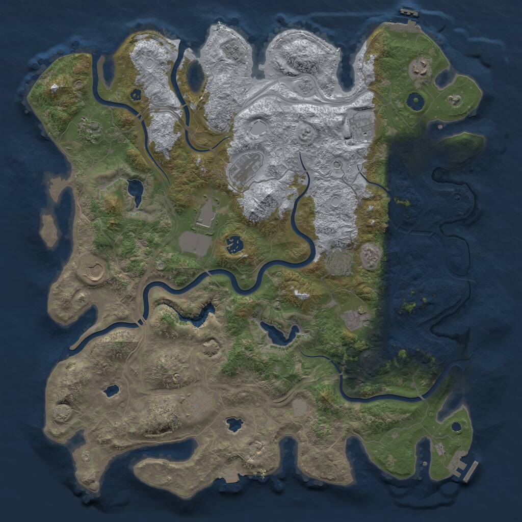 Rust Map: Procedural Map, Size: 4500, Seed: 349210635, 17 Monuments