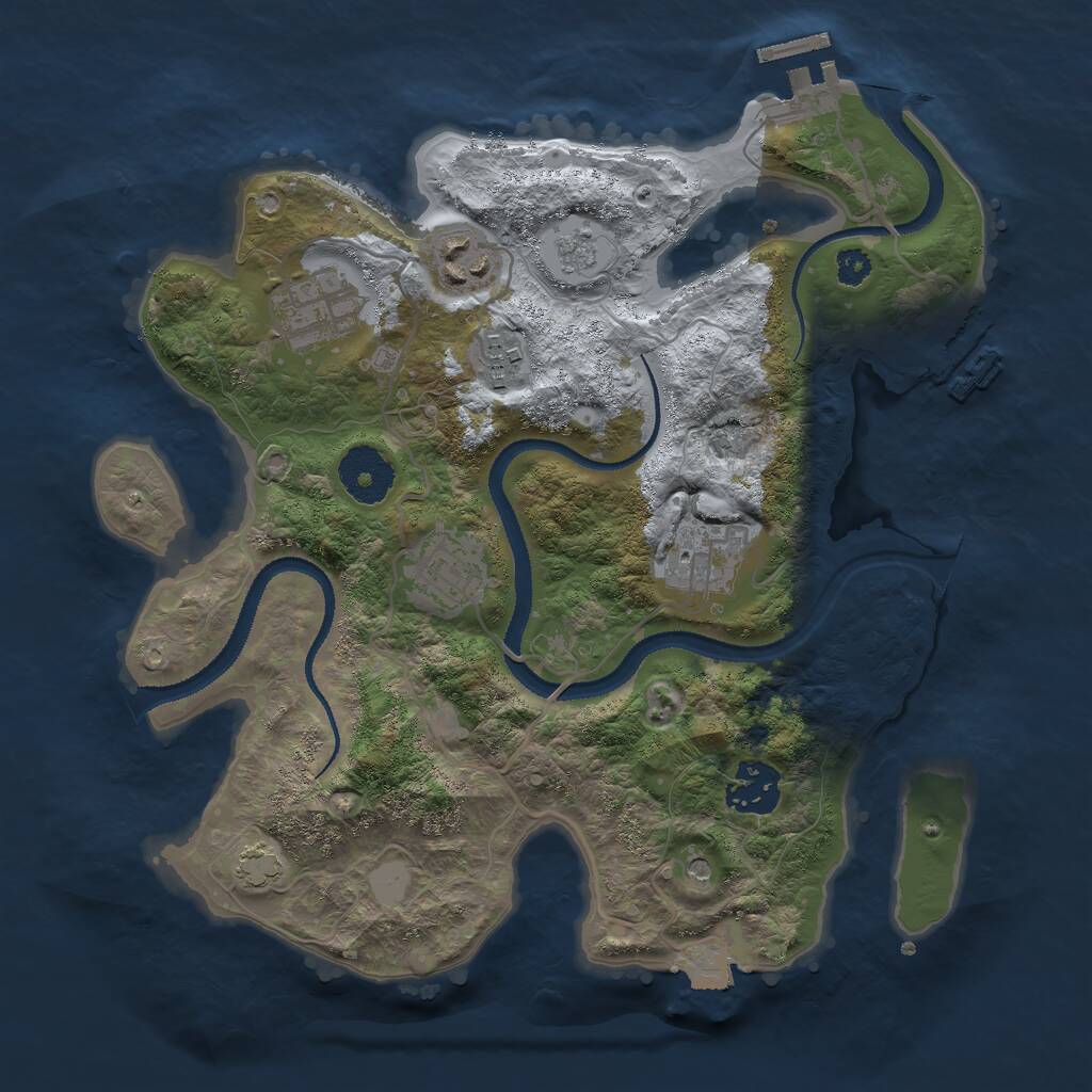 Rust Map: Procedural Map, Size: 3000, Seed: 621111516, 12 Monuments