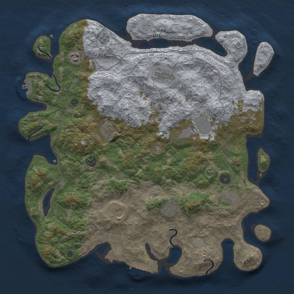 Rust Map: Procedural Map, Size: 4200, Seed: 1929634321, 19 Monuments