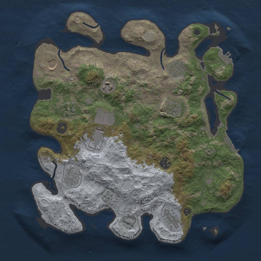 Rust Map: Procedural Map, Size: 3500, Seed: 1185572, 19 Monuments