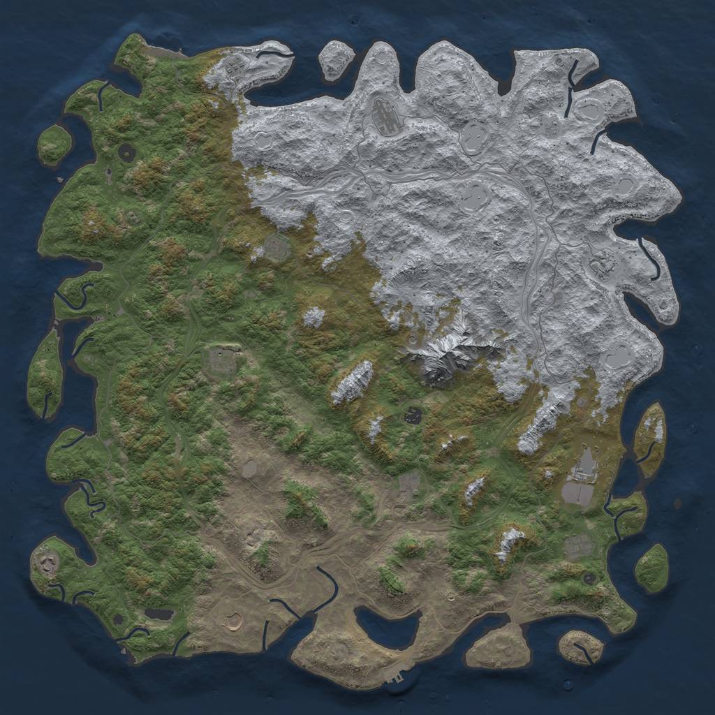 Rust Map: Procedural Map, Size: 6000, Seed: 215487, 20 Monuments