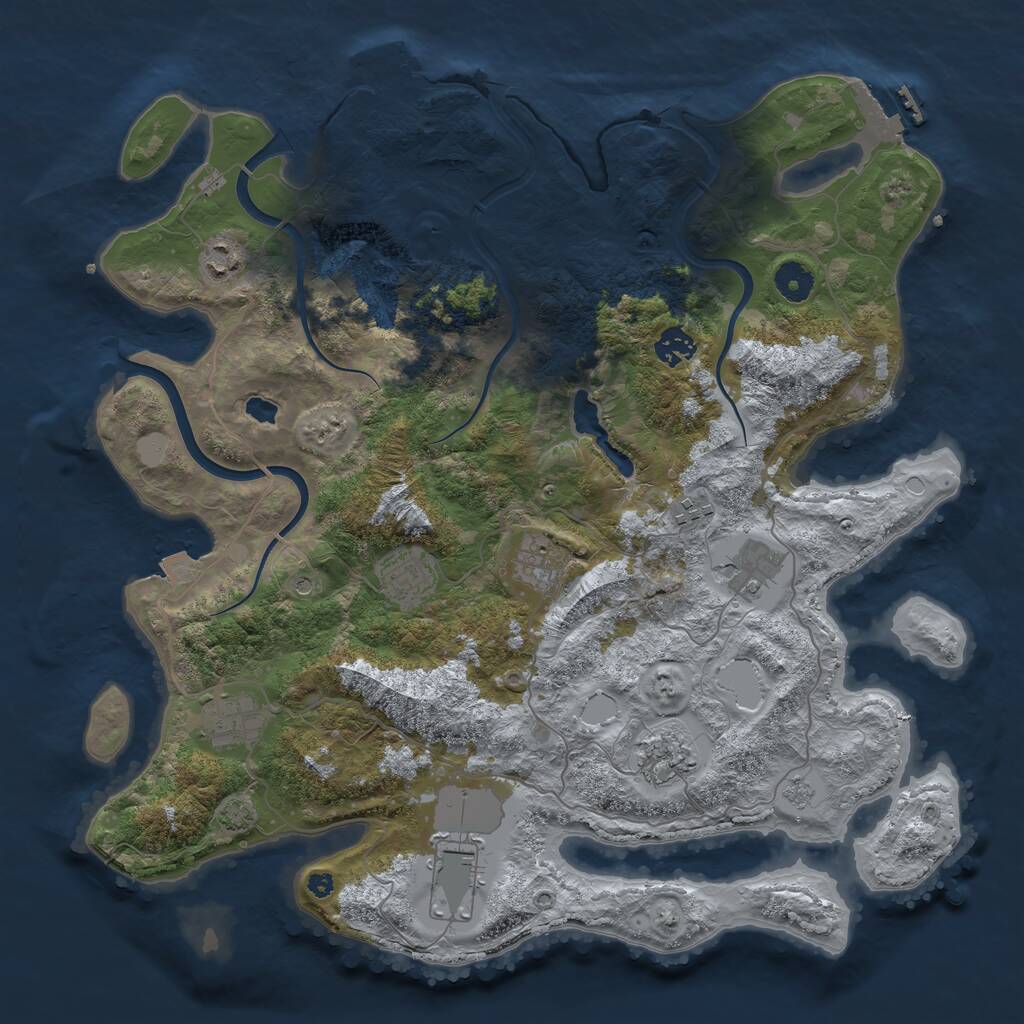 Rust Map: Procedural Map, Size: 4000, Seed: 1087647466, 15 Monuments